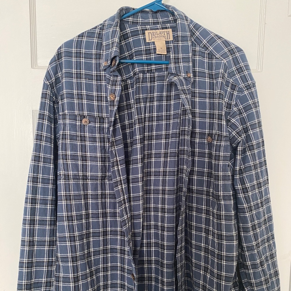 Duluth Trading Co. Flannel Shirt Blue Plaid Mens M
